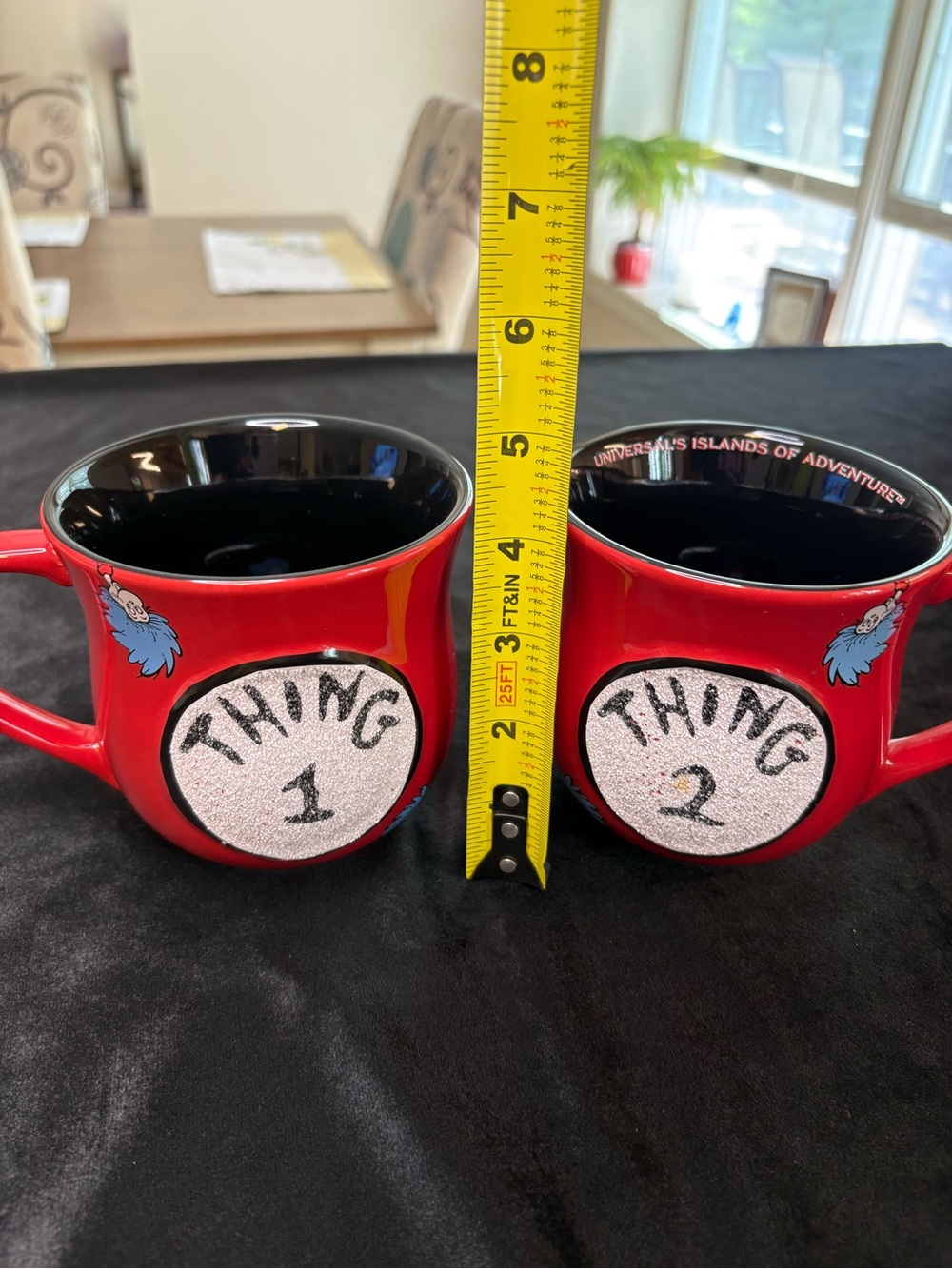 Universal Studios "Thing 1" and "Thing 2" Red Ceramic Mug Set - Picture 10 of 11